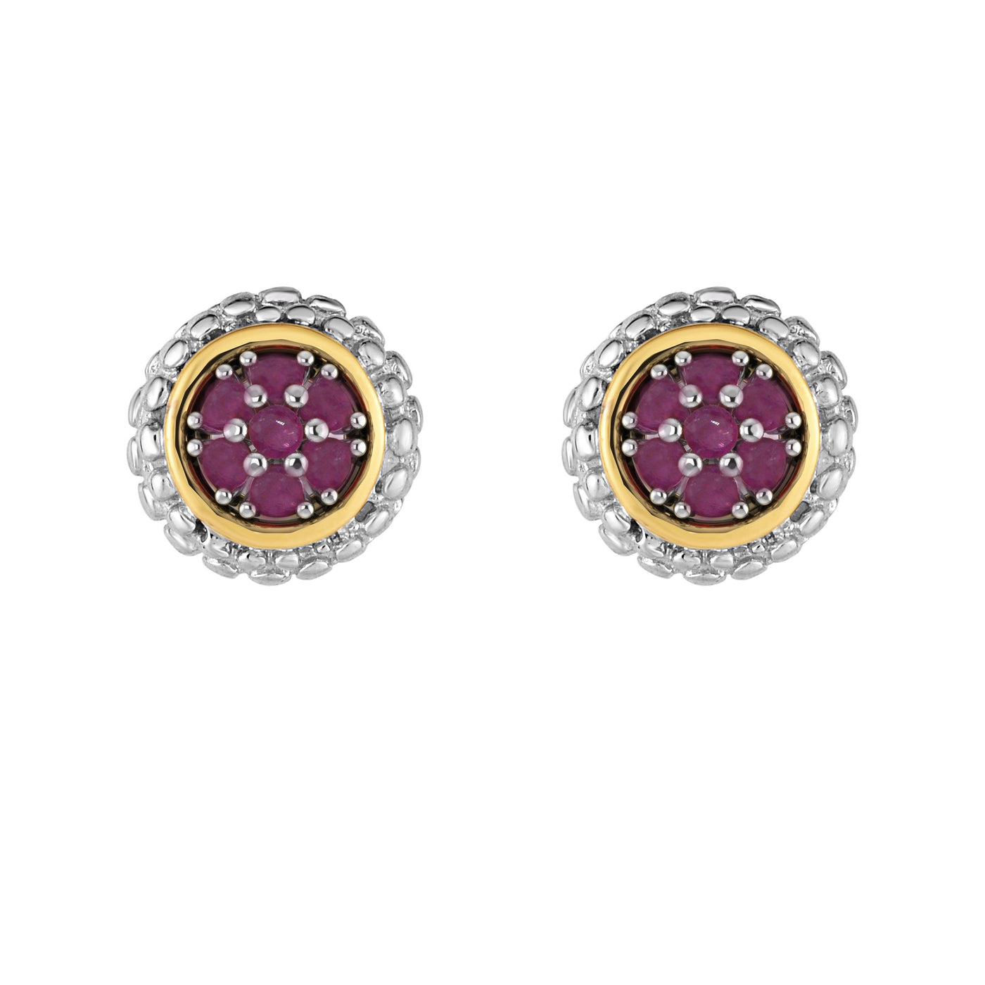 Sterling Silver & 18K Gold Popcorn Birthstone Stud Earrings