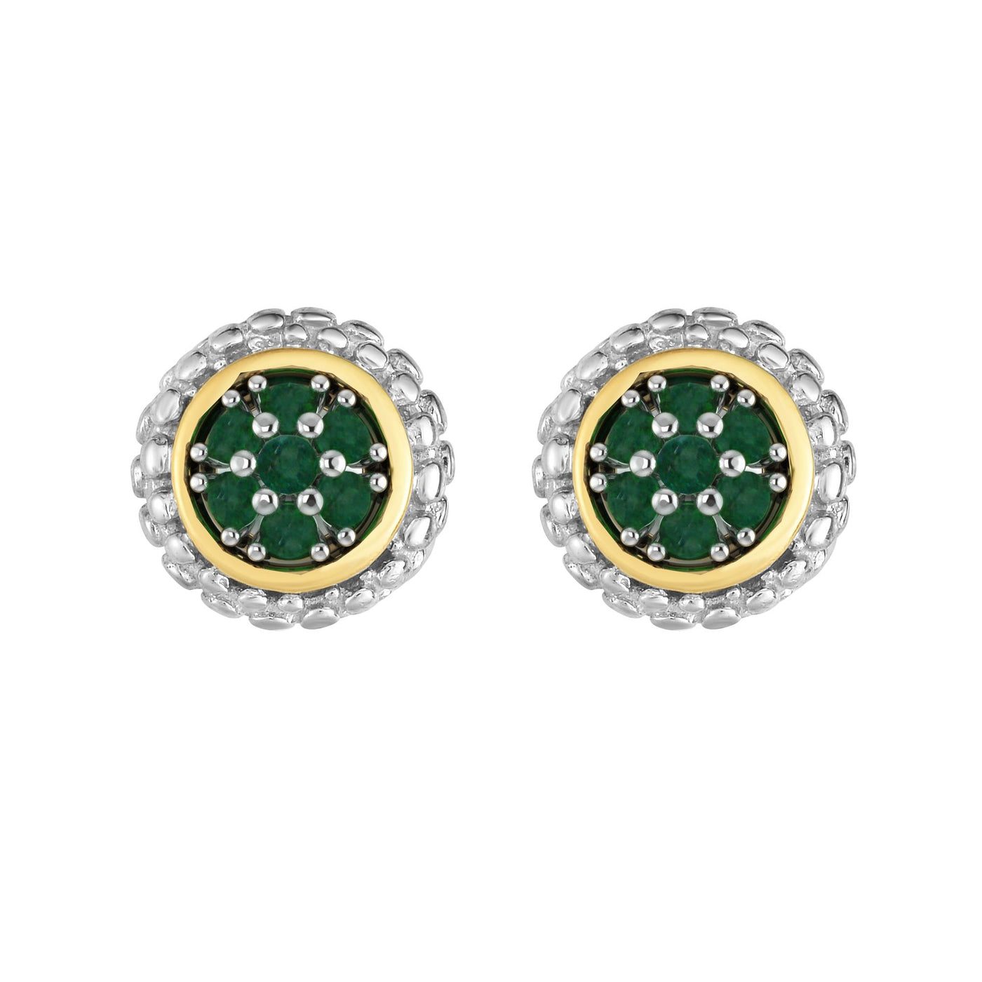 Sterling Silver & 18K Gold Popcorn Birthstone Stud Earrings