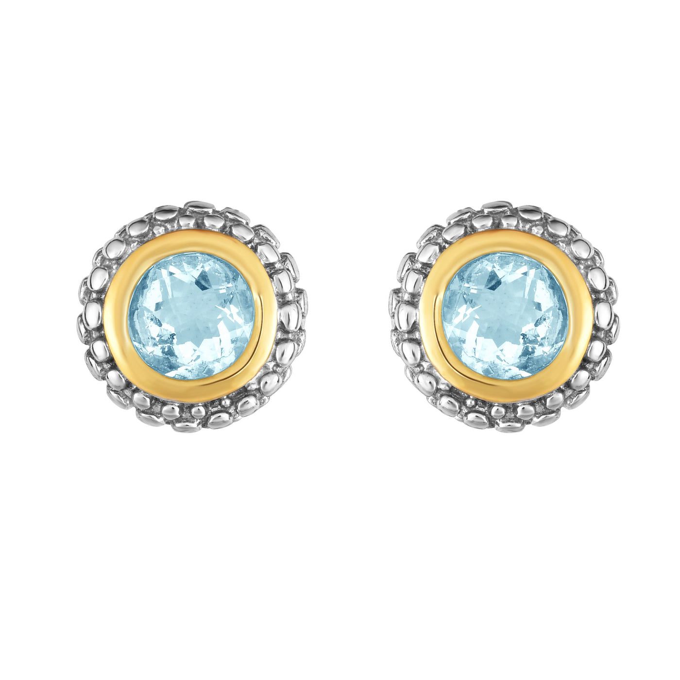 Sterling Silver & 18K Gold Popcorn Birthstone Stud Earrings