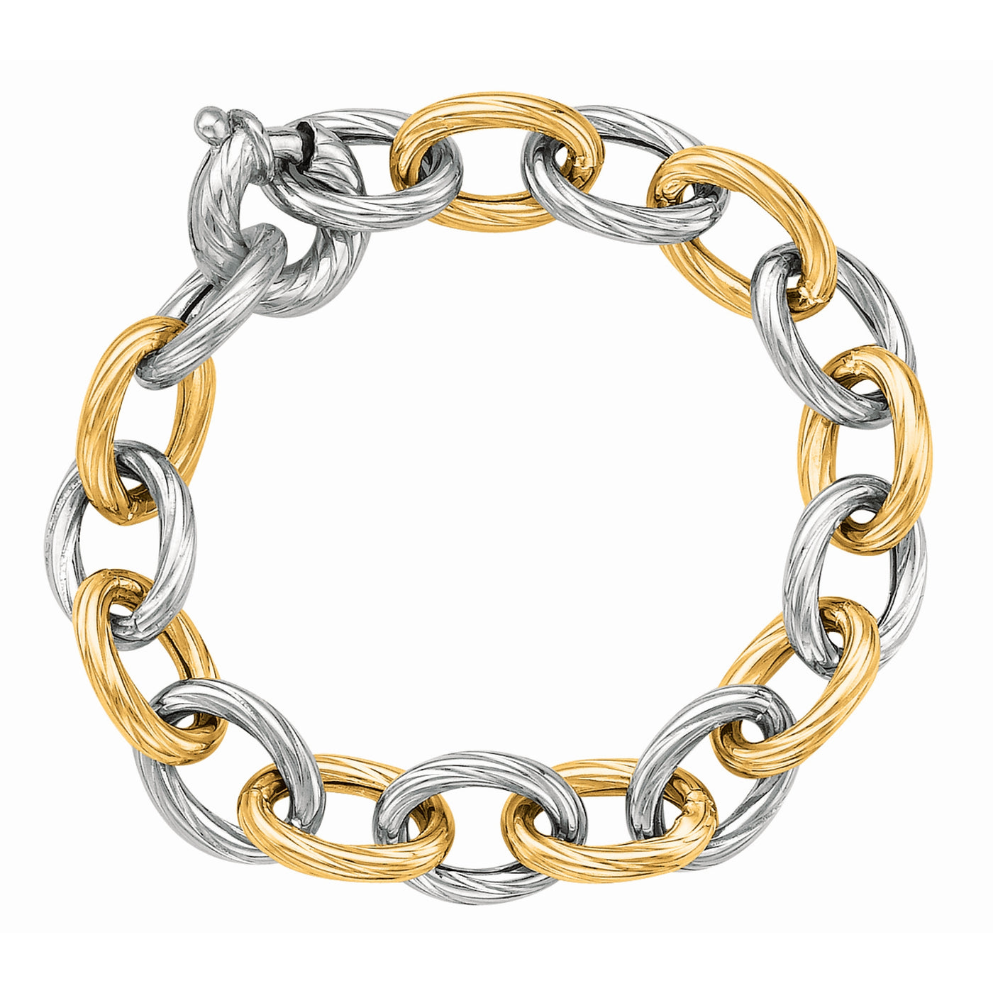 Silver & 18K Italian Cable Bracelet