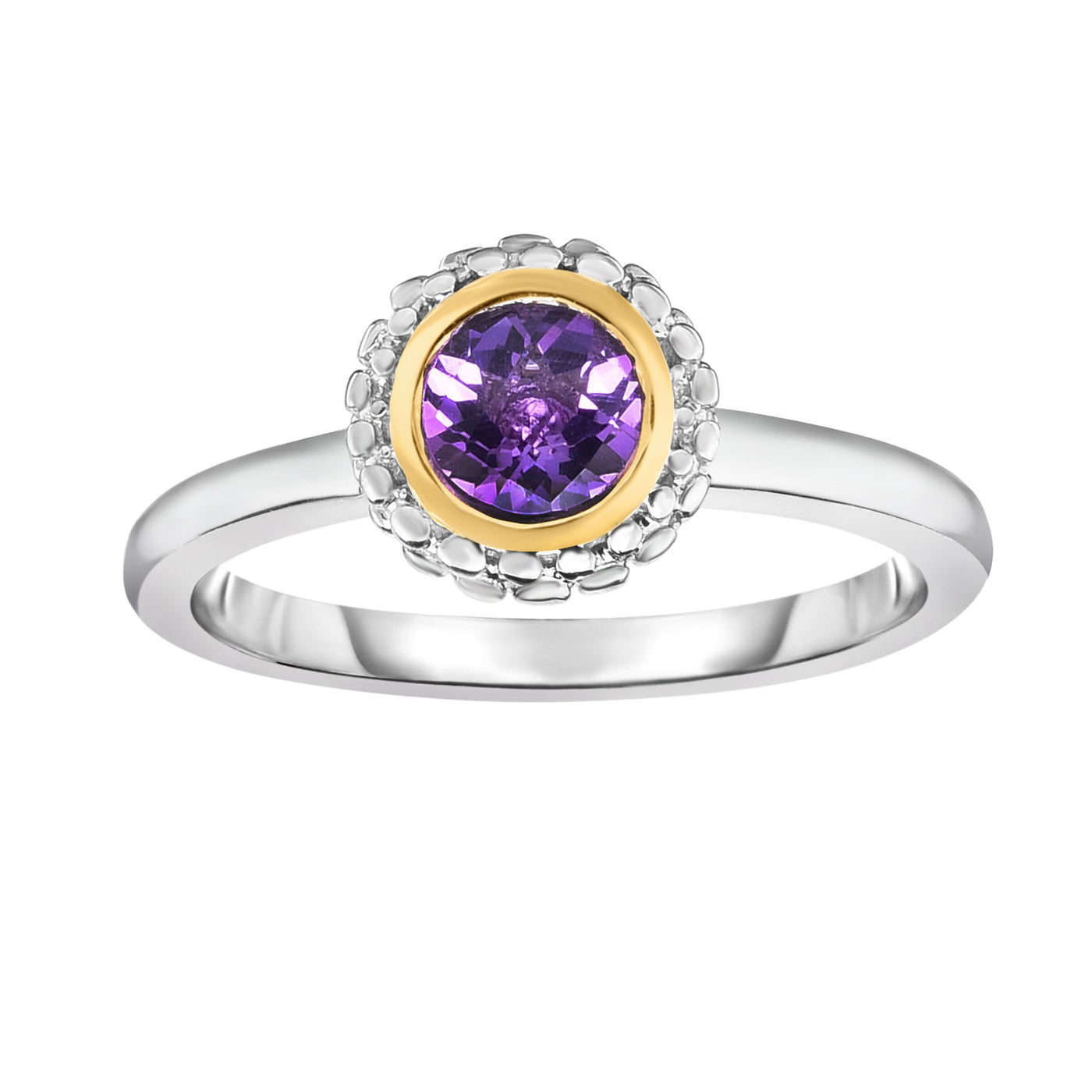 Sterling Silver & 18K Gold Popcorn Birthstone Ring