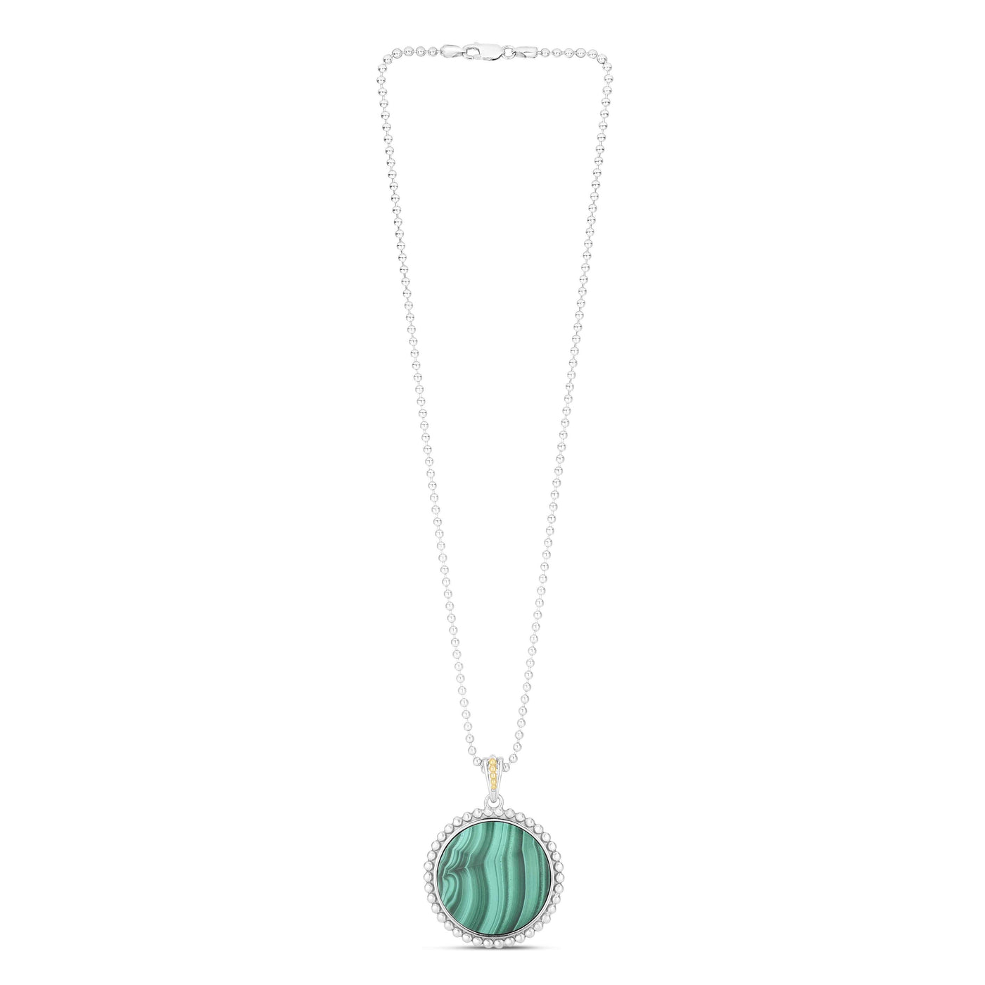 Silver & 18K Popcorn Malachite Medallion