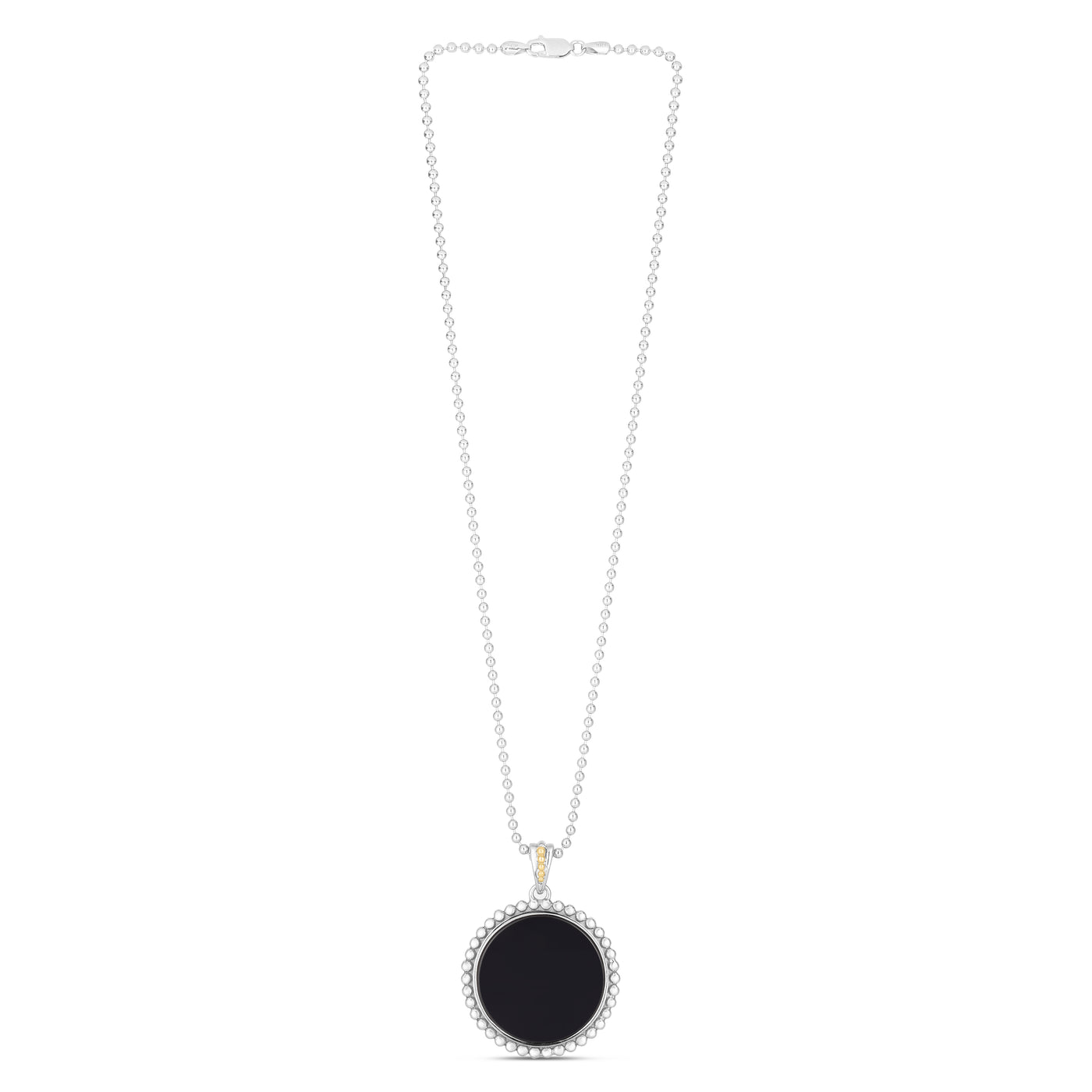 Silver & 18K Popcorn Onyx Medallion