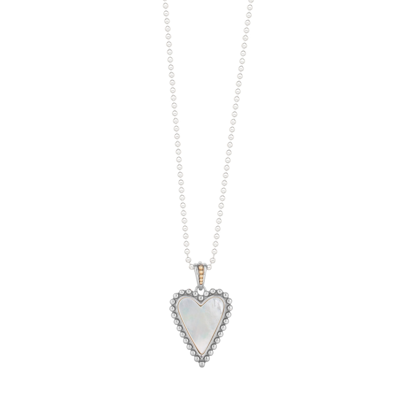 Silver & 18K Popcorn Mother of Pearl Heart Pendant