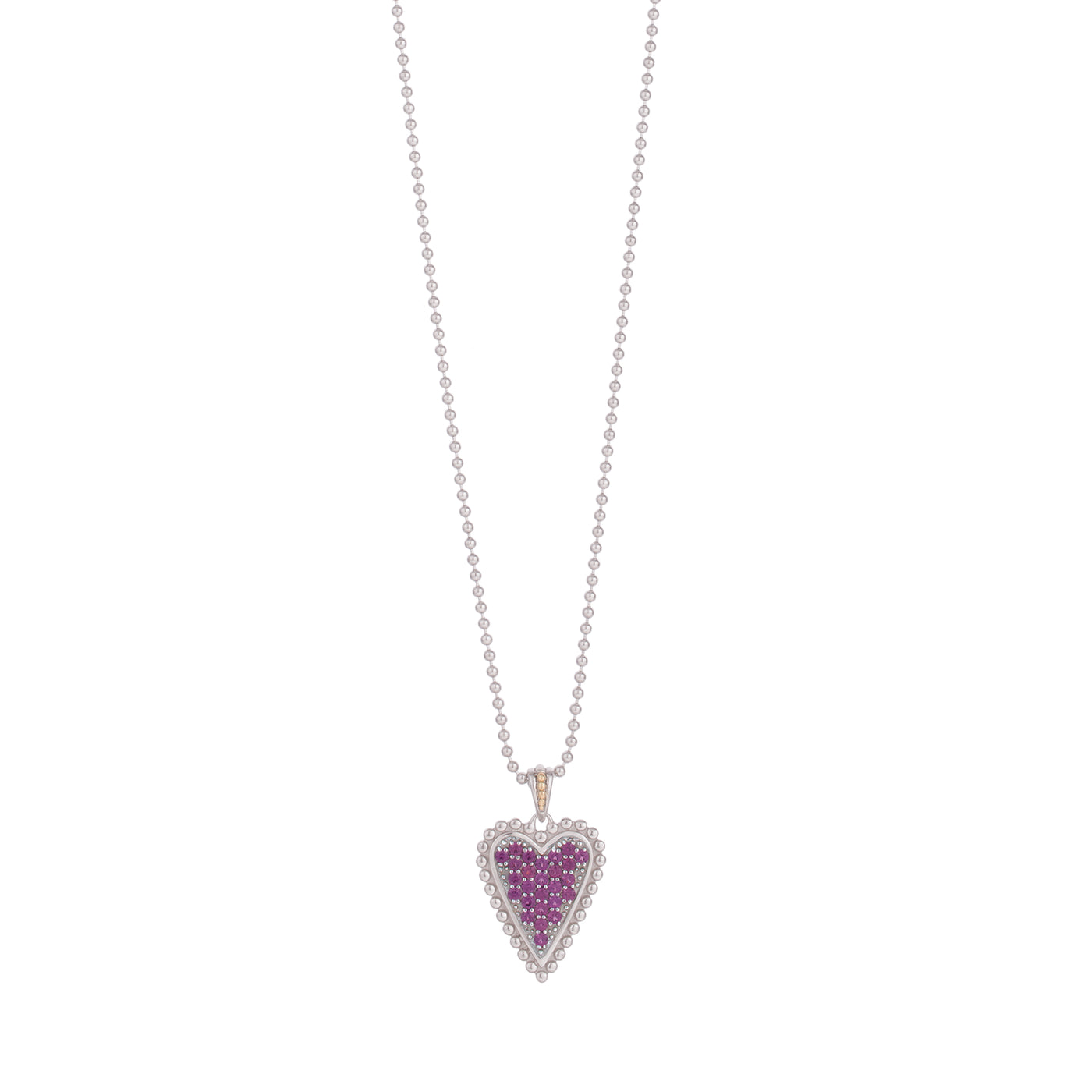 Silver & 18K Popcorn Rhodolite Heart Pendant