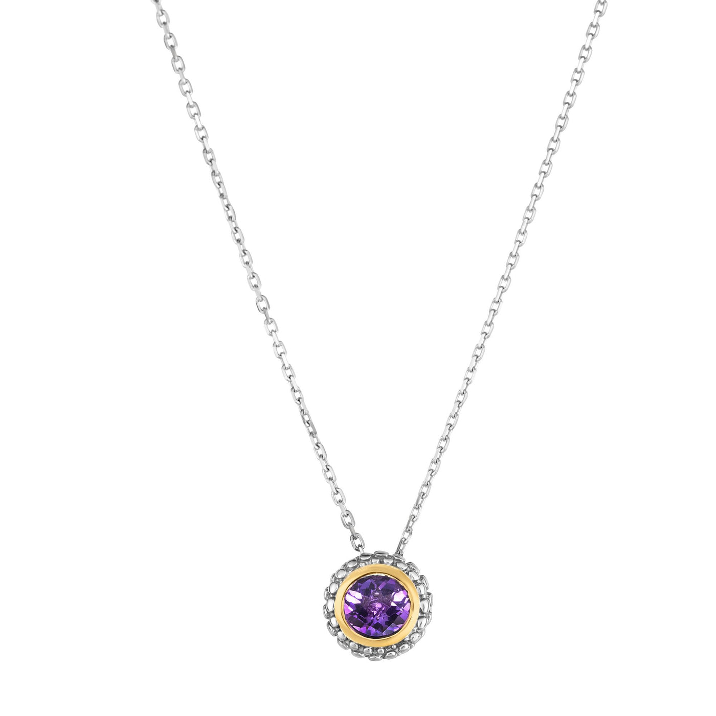 Sterling Silver & 18K Gold Popcorn Birthstone Pendant