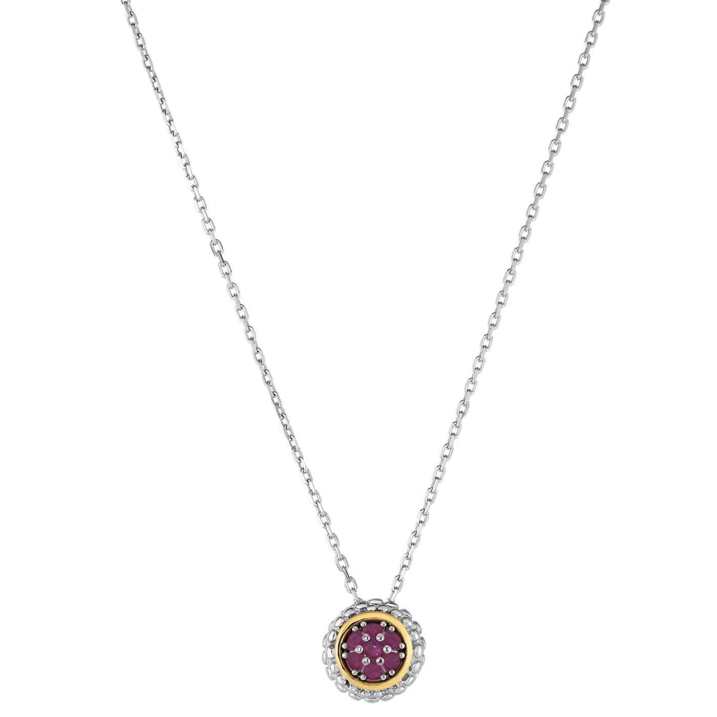 Sterling Silver & 18K Gold Popcorn Birthstone Pendant