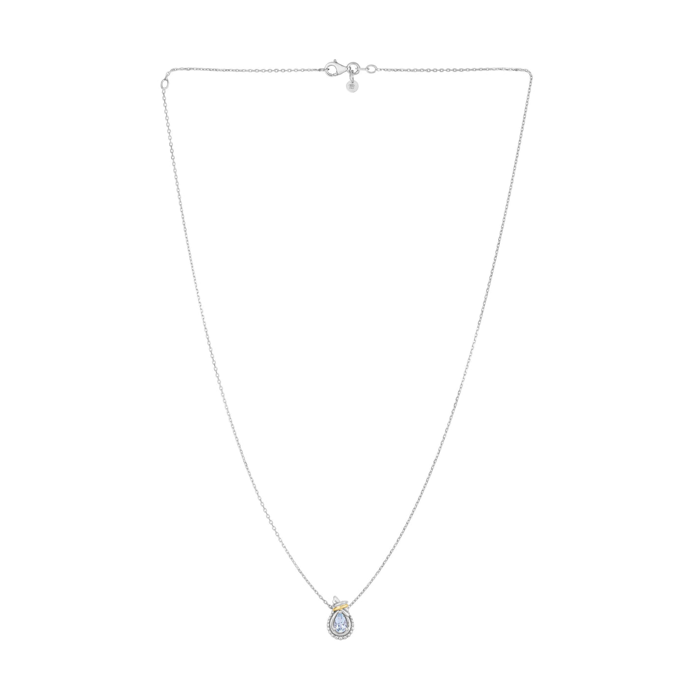 Silver & 18K Popcorn Love Knot Birthstone Necklace