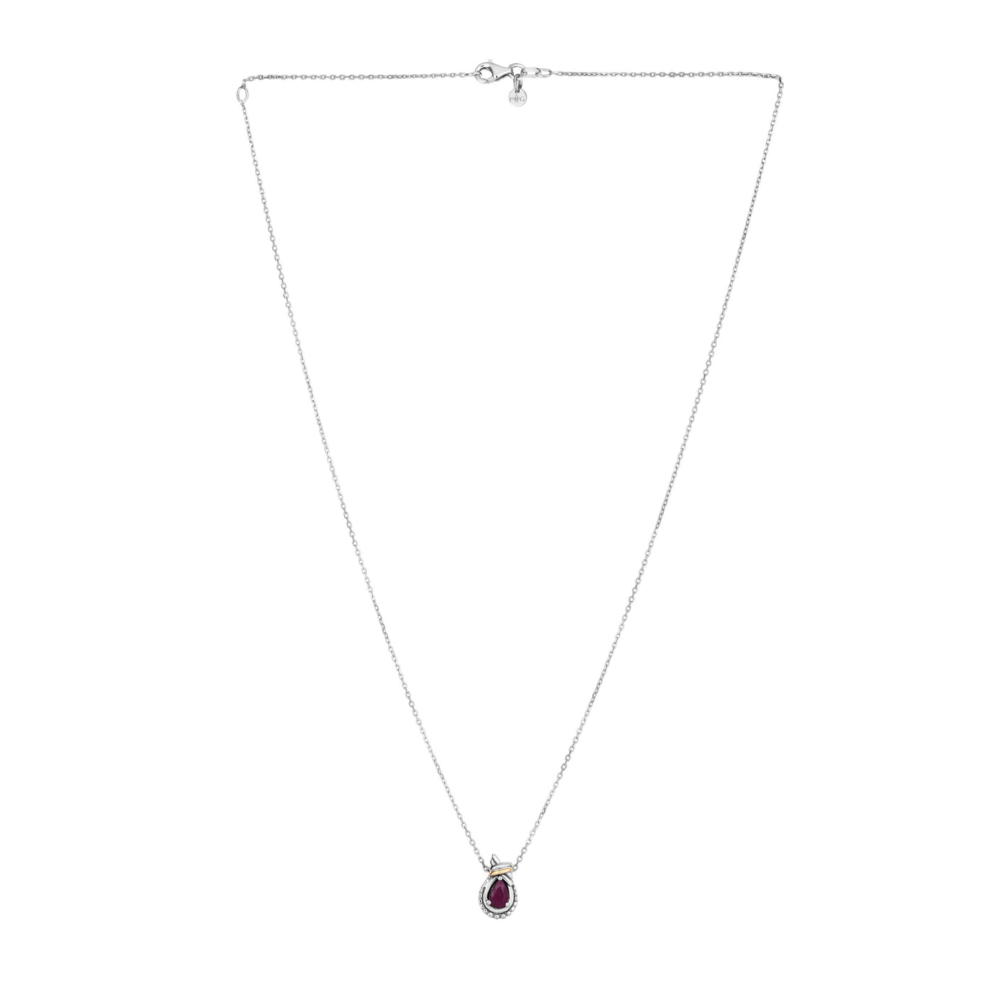 Silver & 18K Popcorn Love Knot Birthstone Necklace