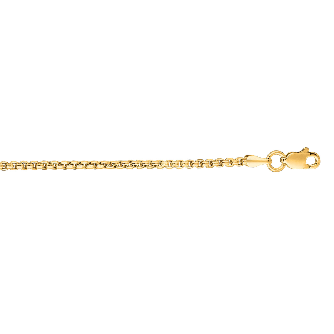 14K Gold 1.6mm Solid Round Box Chain