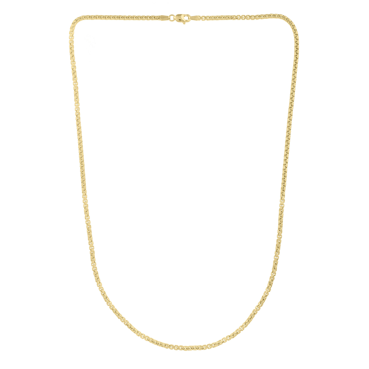 14K Gold 2.5mm Solid Round Box Chain