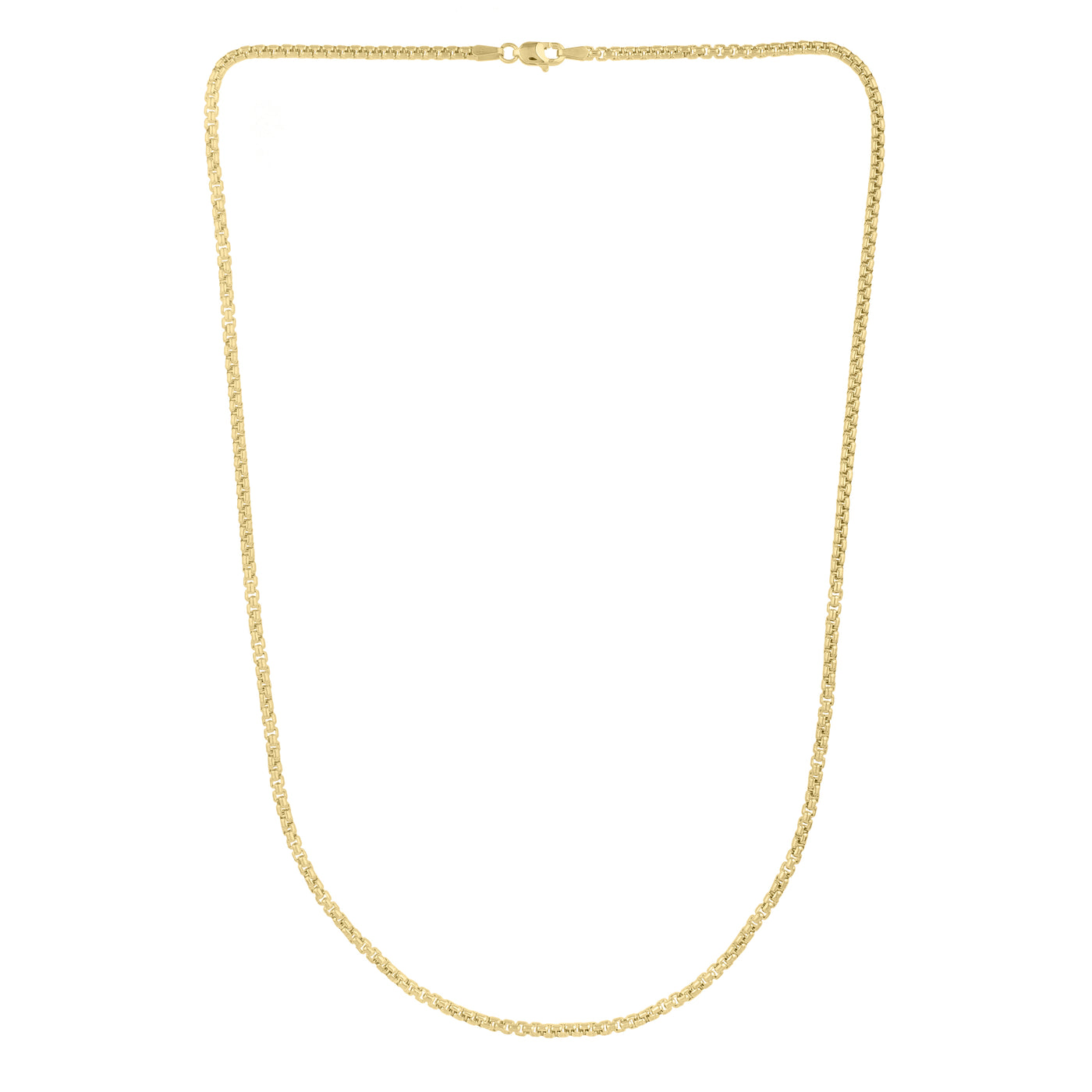 14K Gold 2.5mm Solid Round Box Chain