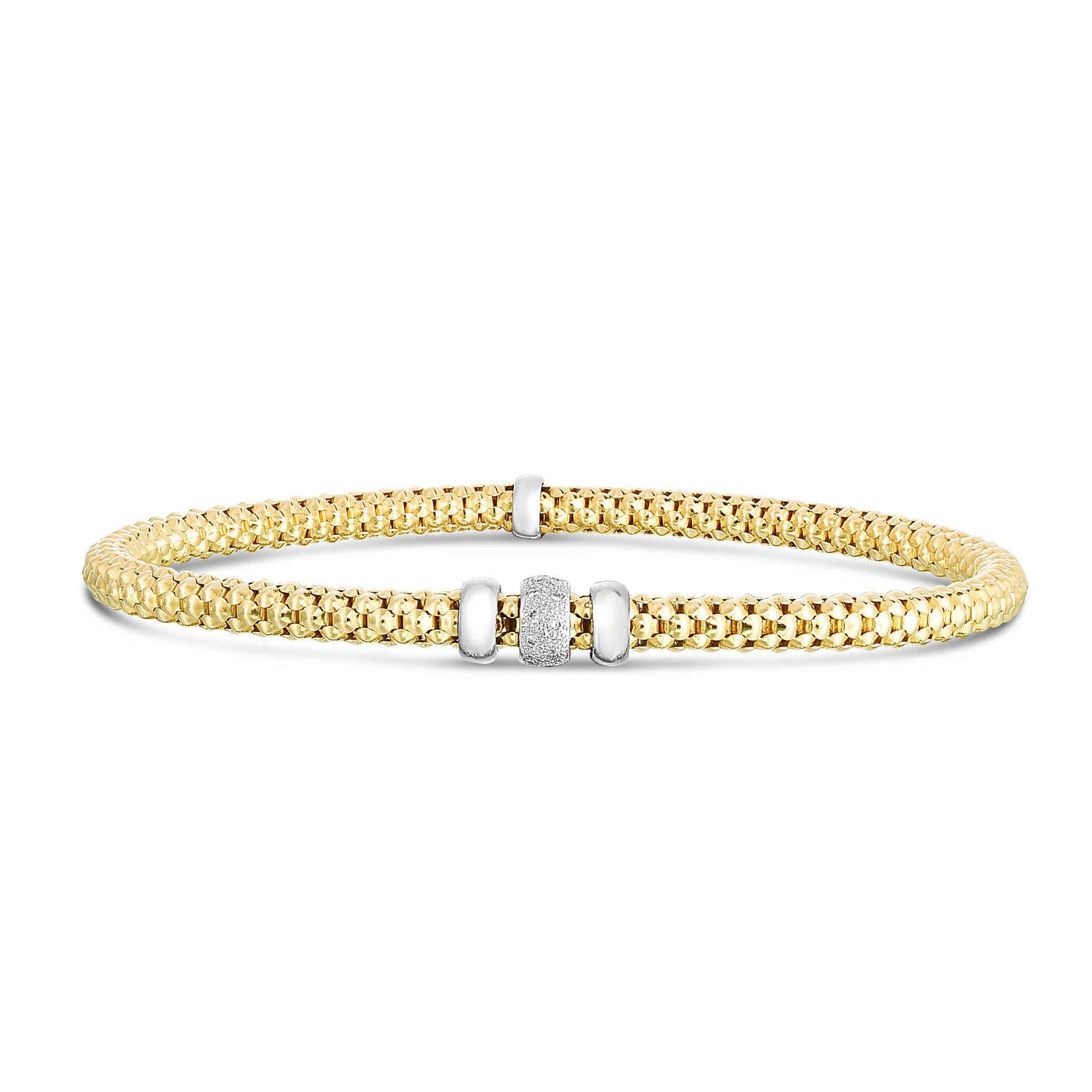 14K Gold Popcorn Diamond Stretch Bracelet