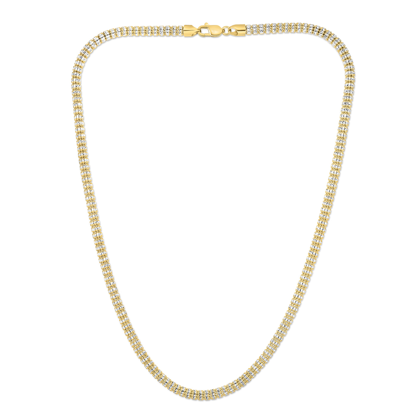 14K Gold 8.25"" 4.25mm Two-Tone Fancy Ice Chain