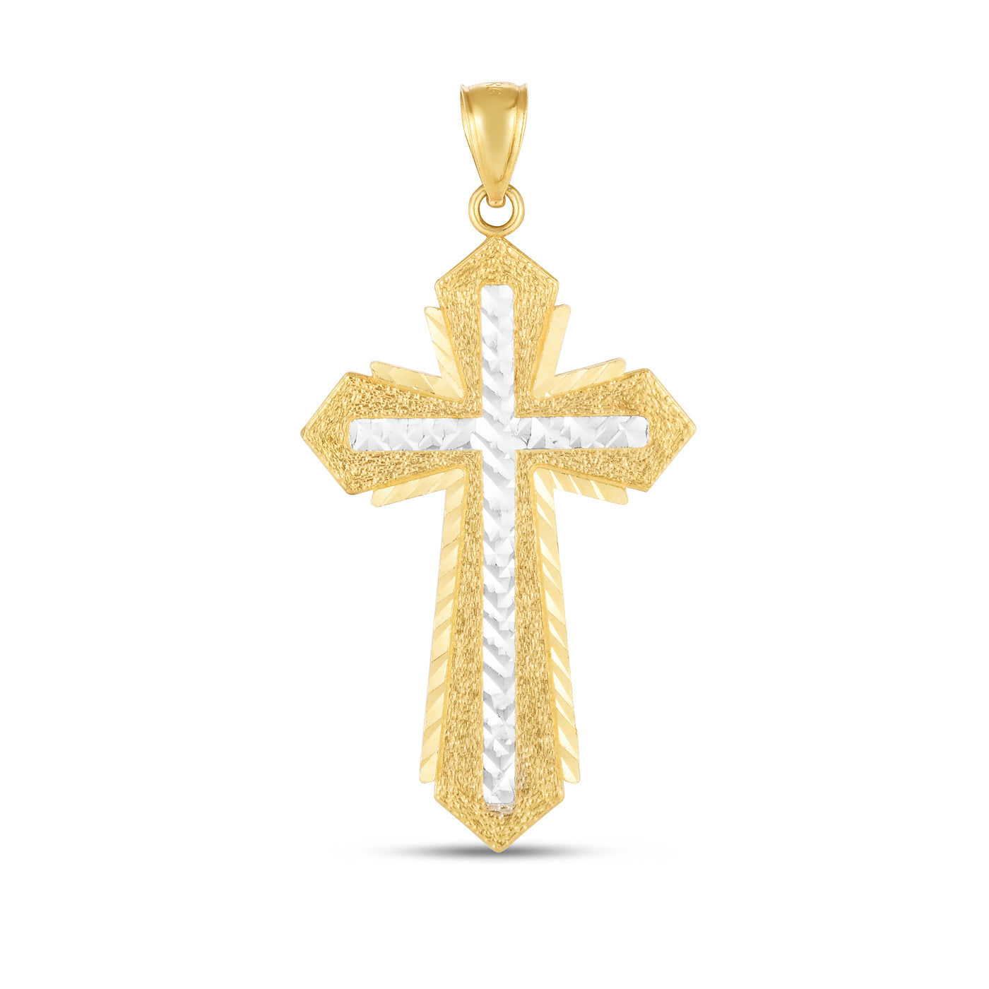 14K Two-tone Cross Pendant