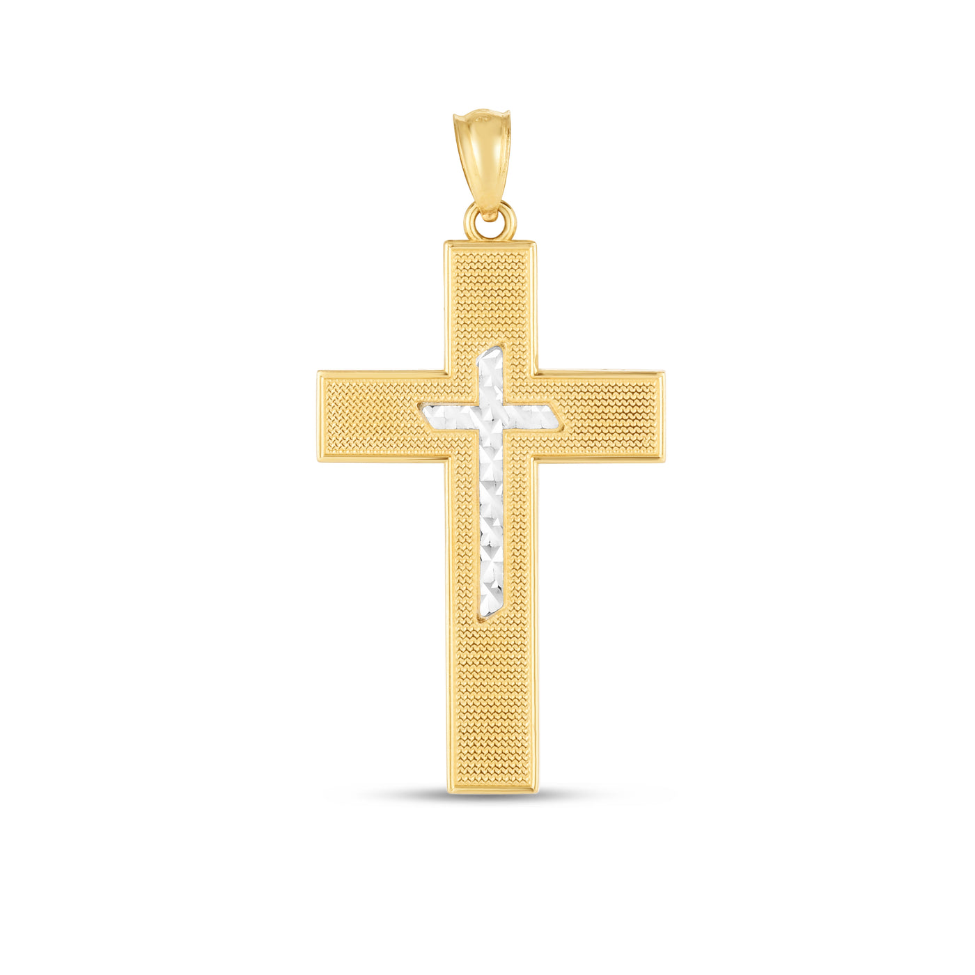 14K Two-tone Cross Pendant