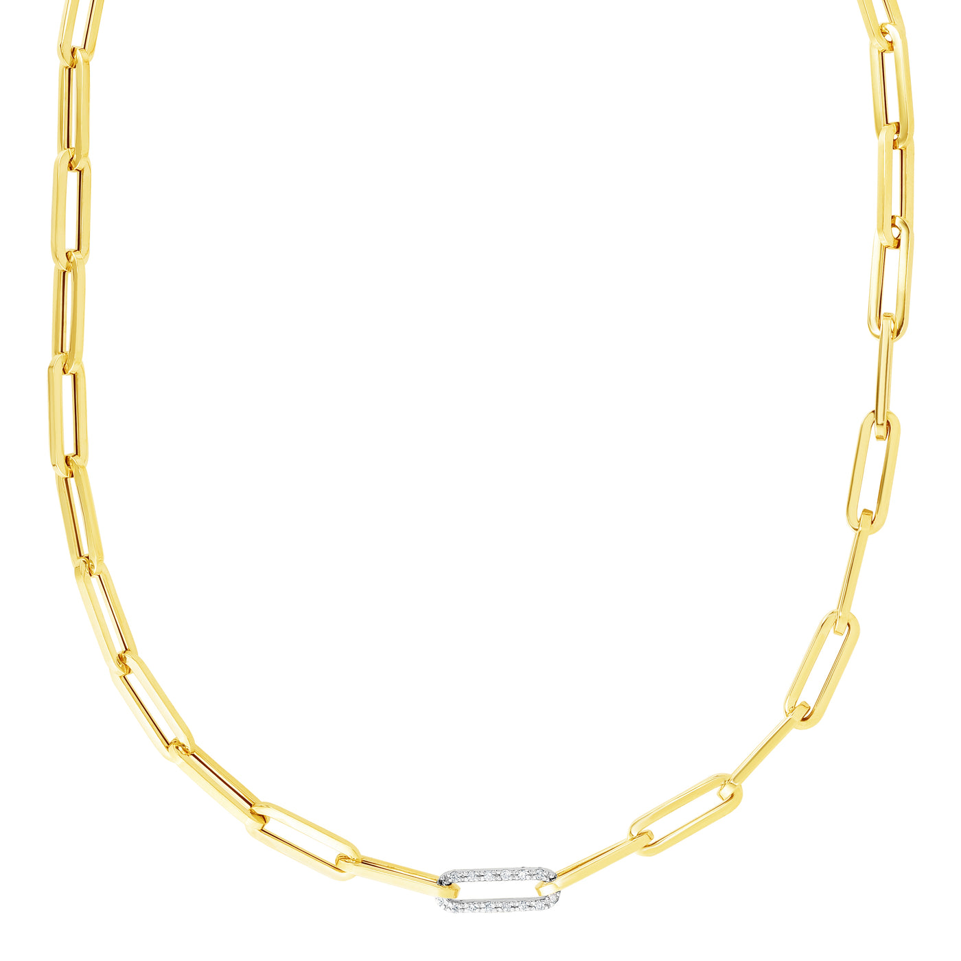 14K  .32ct Diamond Paperclip Necklace