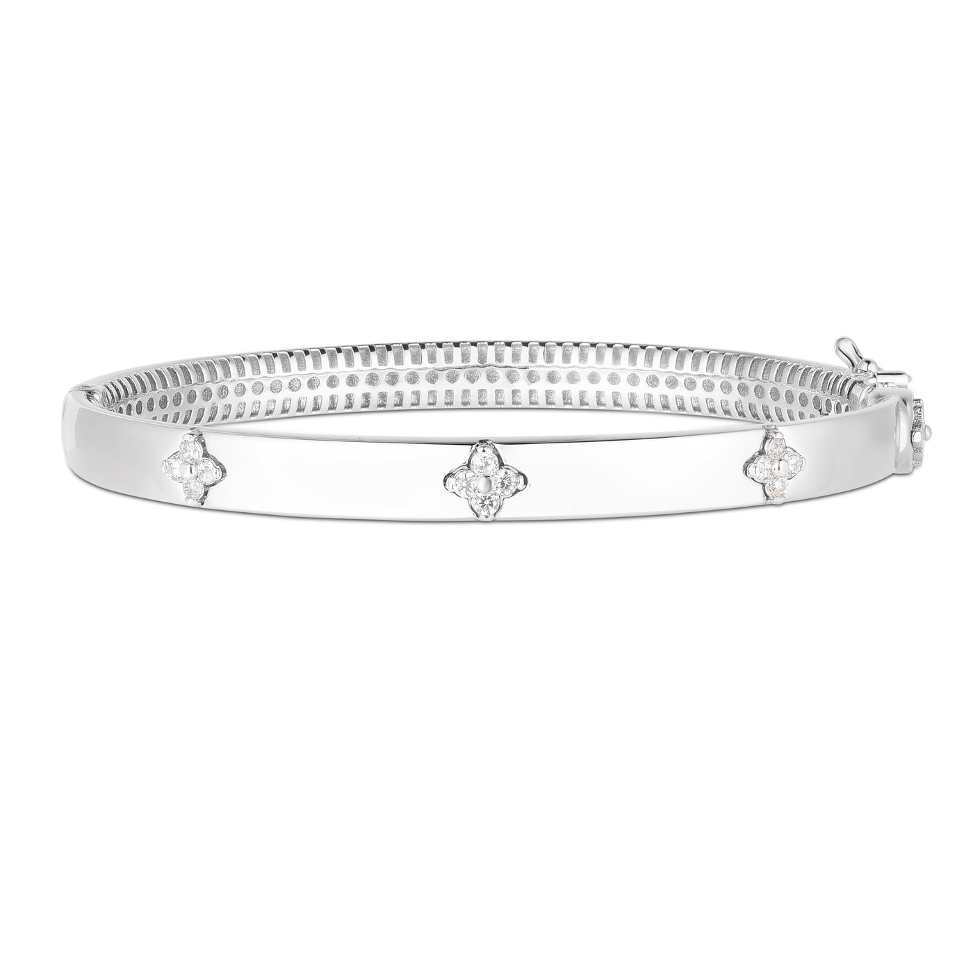 14k Trilogy Diamond Clover Bangle