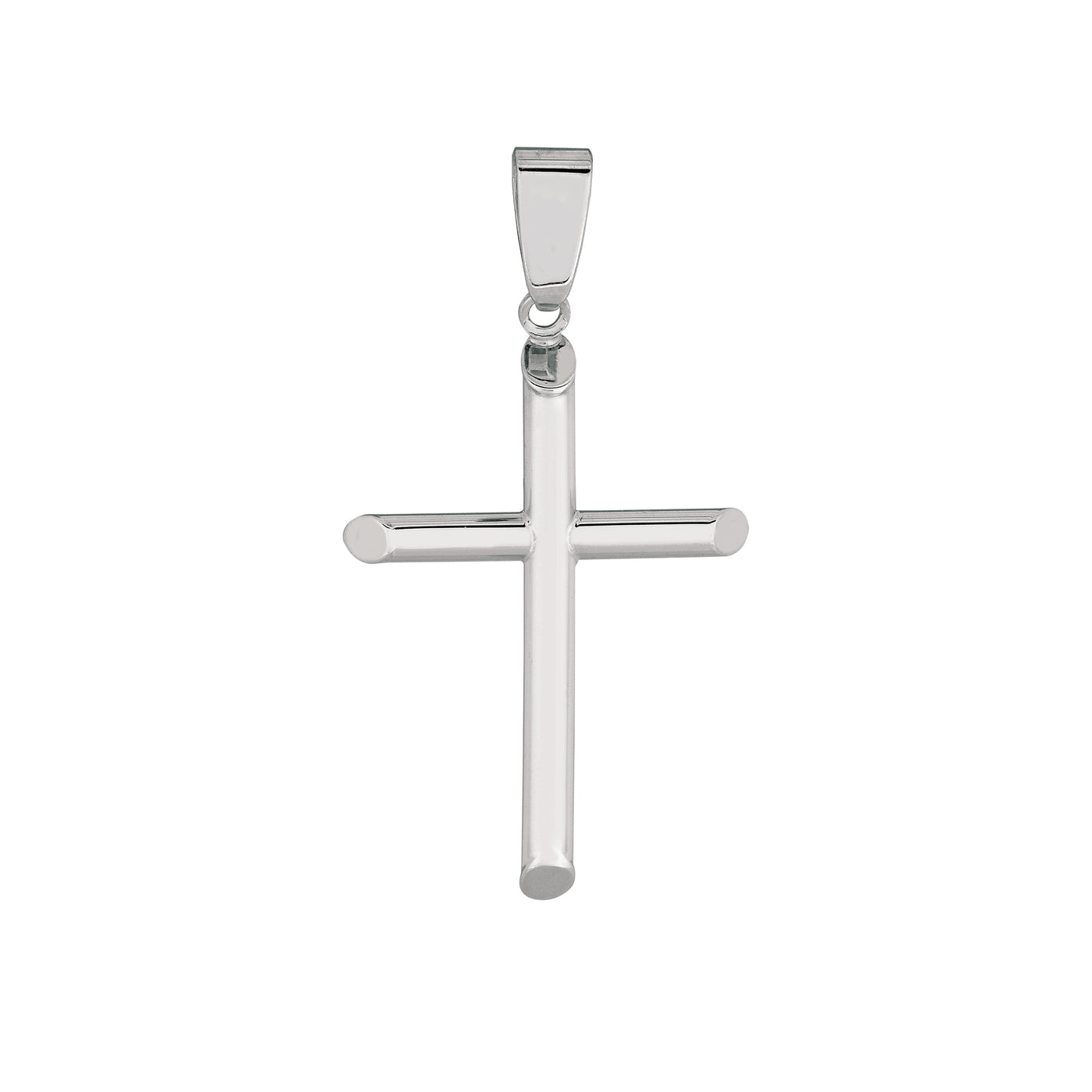 14K White Gold Tapered Edge Cross