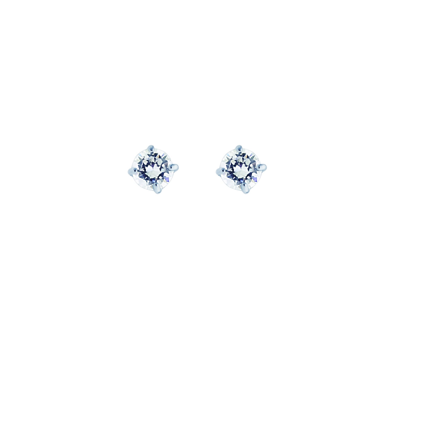 14K Gold 3mm Round CZ Stud Earring