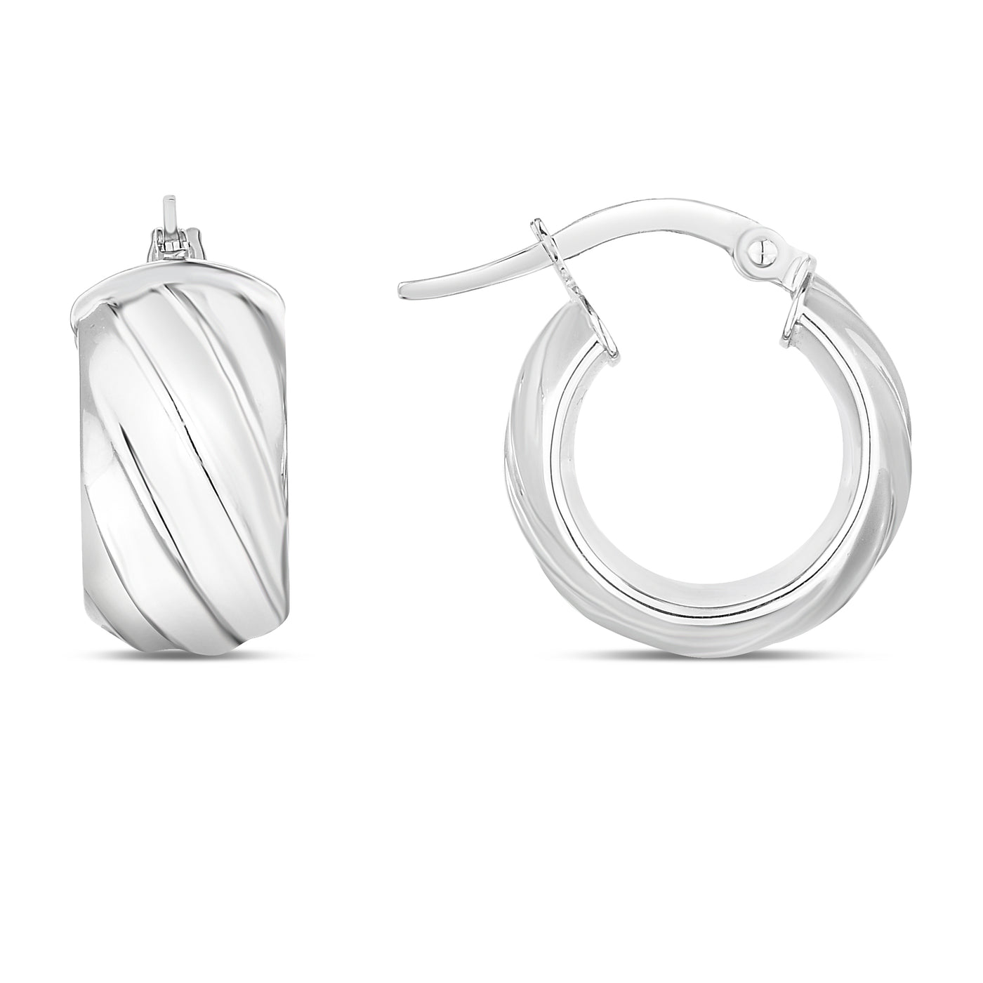 14K Wide Ribbed Twist Hoop