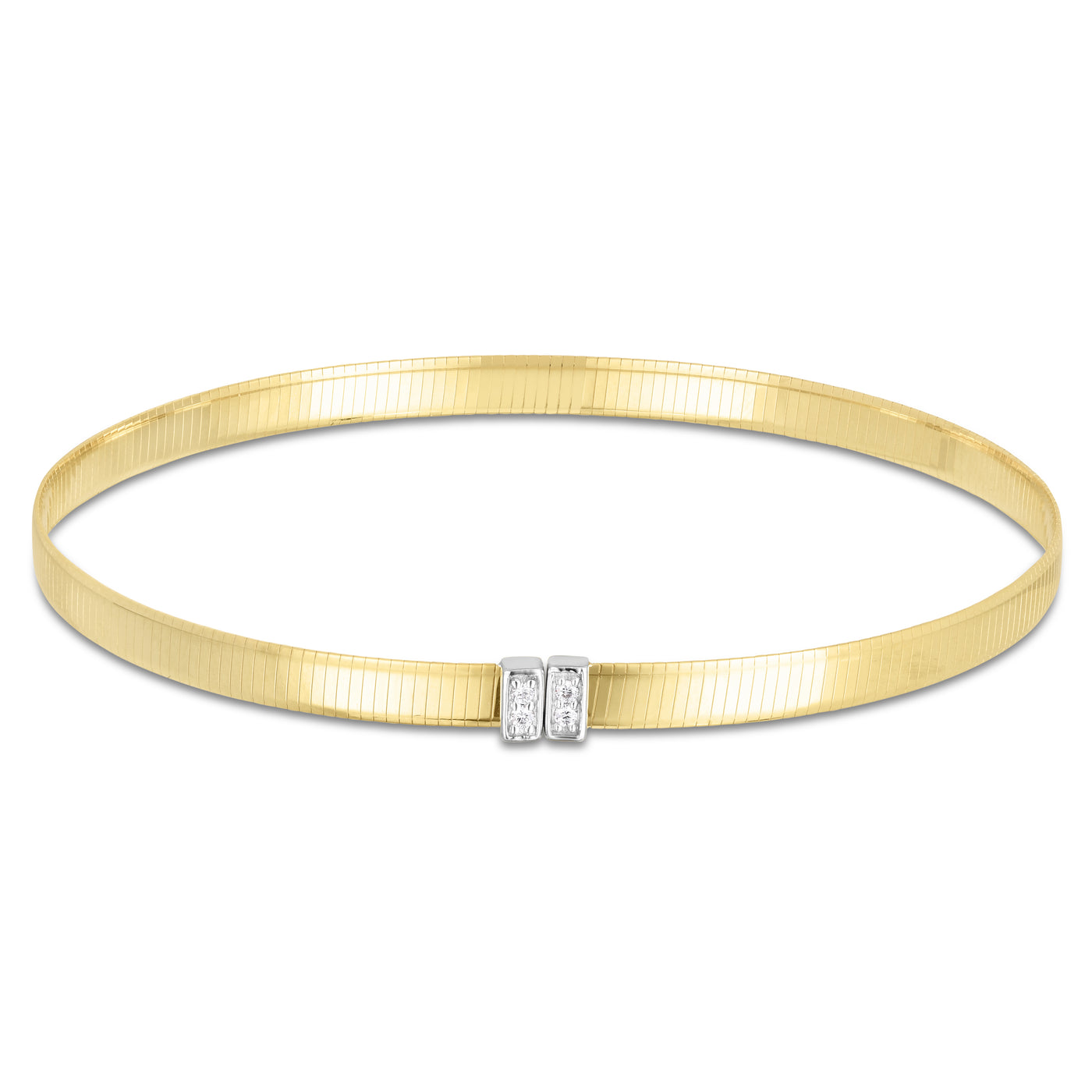 14K Gold Omega Diamond Bangle