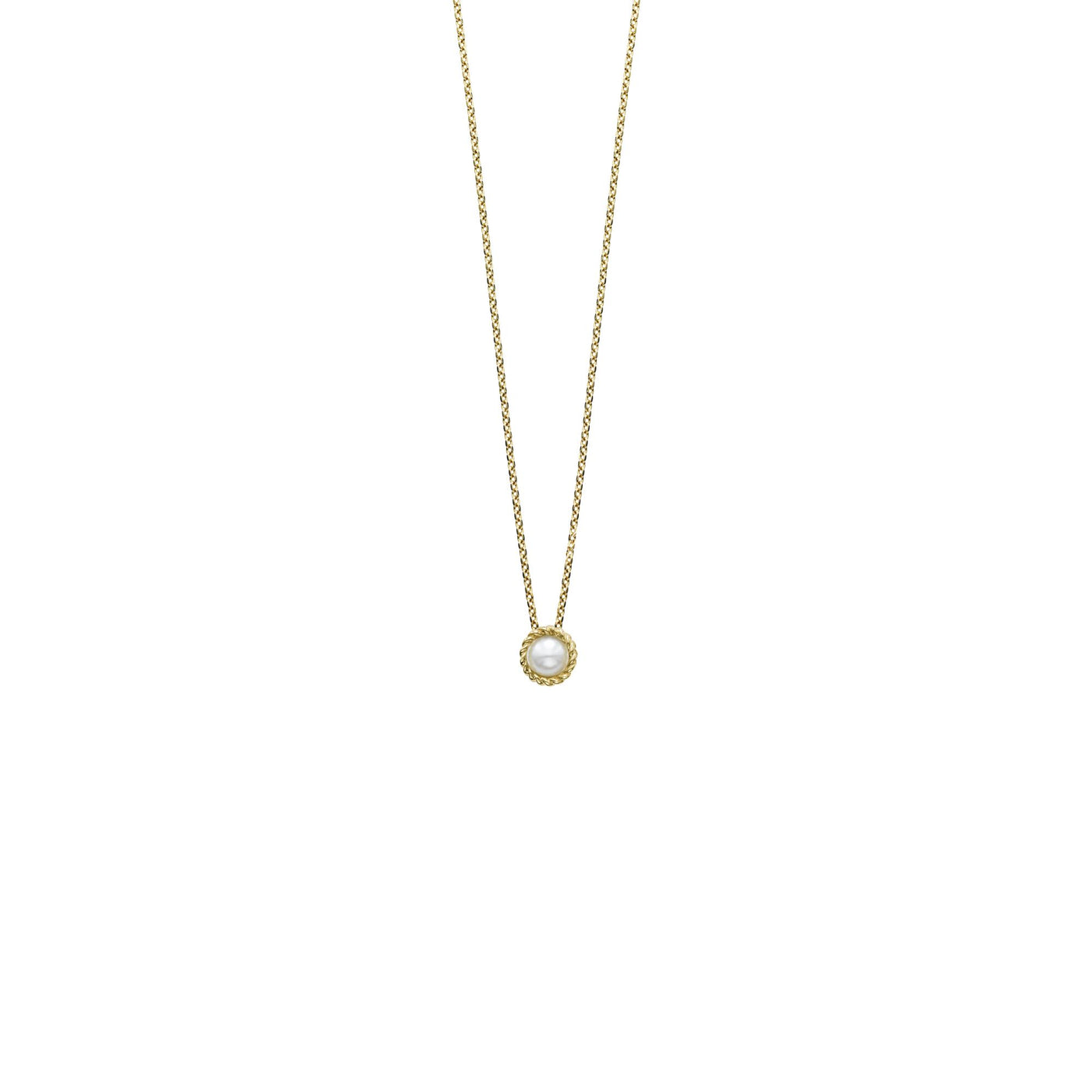 14K Gold Italian Cable Pearl Pendant