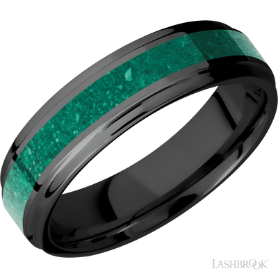 Zirconium with Polish Finish and Malachite Inlay