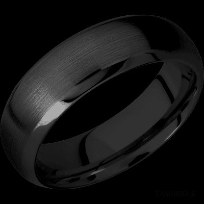7 mm wide Domed Bevel Zirconium band.