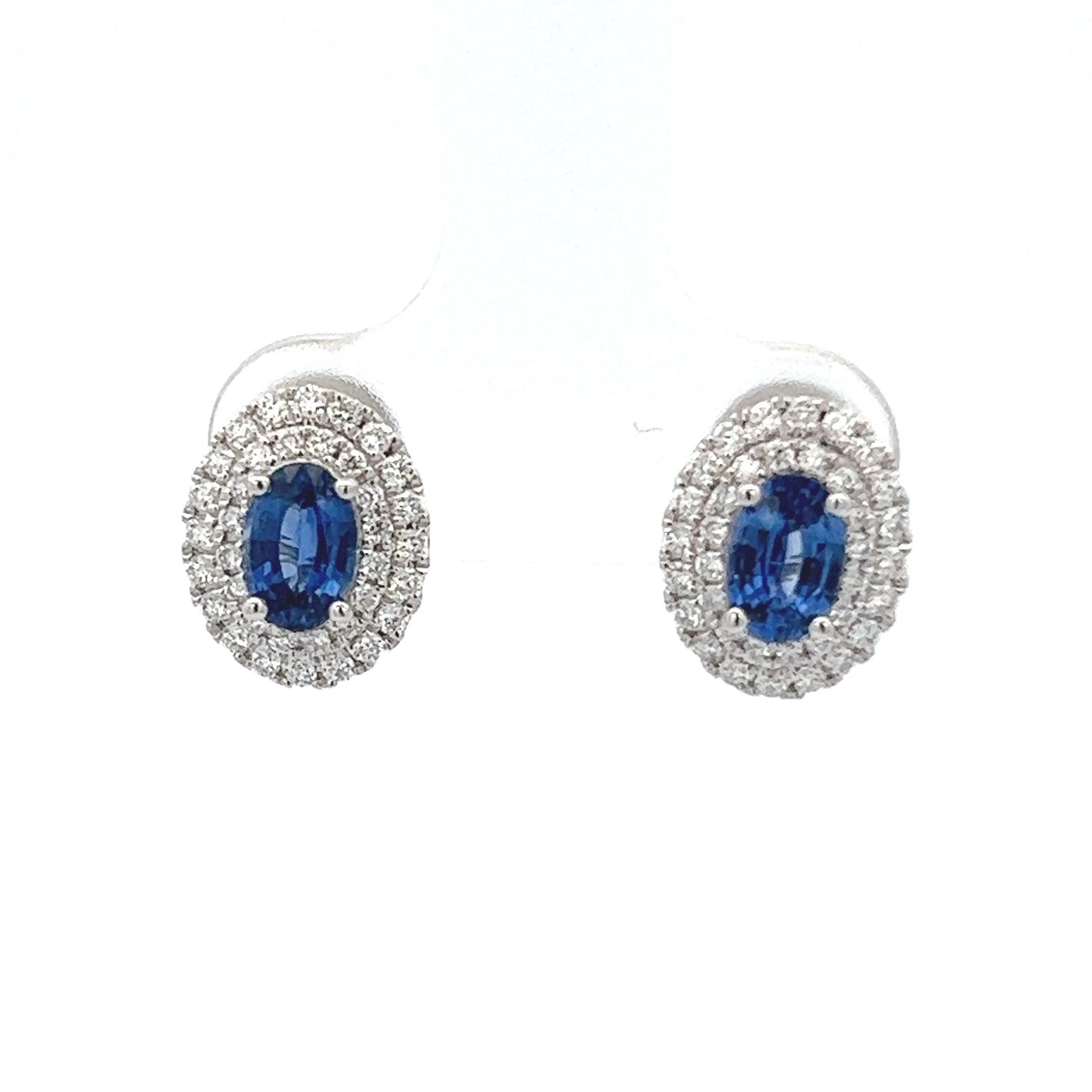 Diamond and Sapphire Halo Earrings