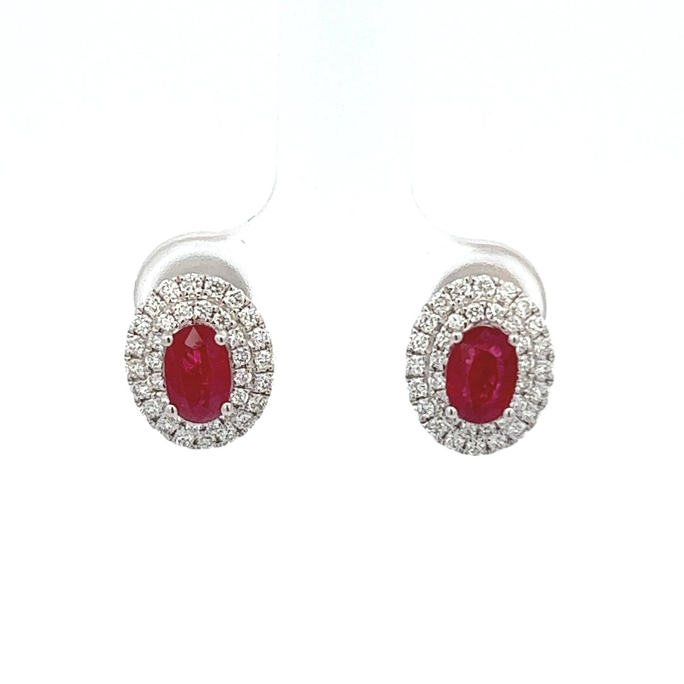 Diamond Halo Ruby Earrings